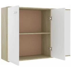 ASUPERMALL Buffet Blanc Et Chene Sonoma 105x30x75 Cm Agglomere 9 ASUPERMALL Buffet Blanc Et Chene Sonoma 105x30x75 Cm Agglomere -Buffet et enfilade Soldes 24166955 5