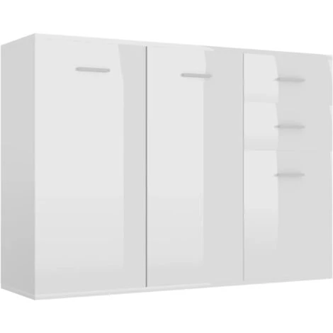 ASUPERMALL Buffet Blanc Brillant 105x30x75 Cm Agglomere 2 ASUPERMALL Buffet Blanc Brillant 105x30x75 Cm Agglomere – Image 2