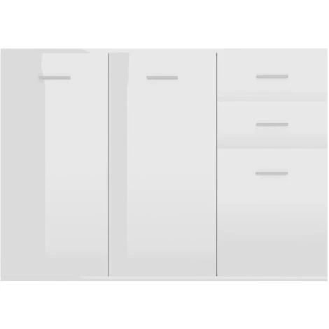 ASUPERMALL Buffet Blanc Brillant 105x30x75 Cm Agglomere 5 ASUPERMALL Buffet Blanc Brillant 105x30x75 Cm Agglomere – Image 5