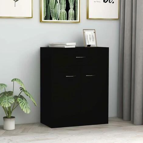 ASUPERMALL Buffet Noir 60x30x75 Cm Agglomere 1 ASUPERMALL Buffet Noir 60x30x75 Cm Agglomere