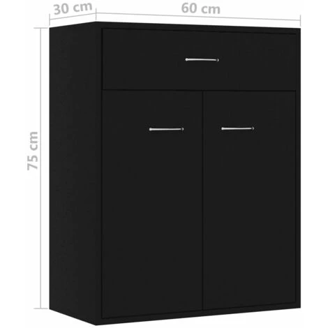 ASUPERMALL Buffet Noir 60x30x75 Cm Agglomere 2 ASUPERMALL Buffet Noir 60x30x75 Cm Agglomere – Image 2