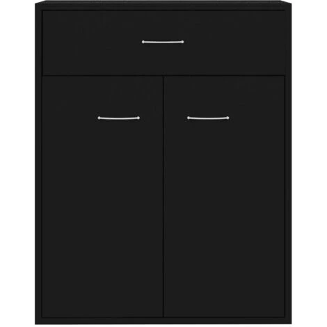 ASUPERMALL Buffet Noir 60x30x75 Cm Agglomere 3 ASUPERMALL Buffet Noir 60x30x75 Cm Agglomere – Image 3