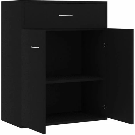 ASUPERMALL Buffet Noir 60x30x75 Cm Agglomere 5 ASUPERMALL Buffet Noir 60x30x75 Cm Agglomere – Image 5