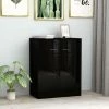 ASUPERMALL Buffet Noir Brillant 60x30x75 Cm Agglomere