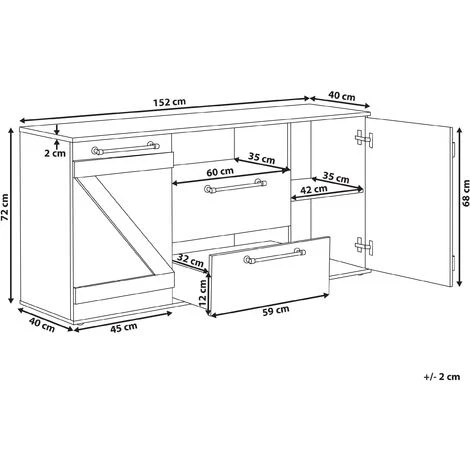 BELIANI Commode 2 Tiroirs Noire Et Bois Clair - Bois Clair 3 BELIANI Commode 2 Tiroirs Noire Et Bois Clair - Bois Clair – Image 3