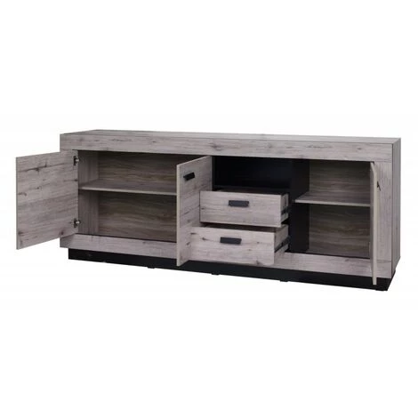 ALCOS Bahut 3 Portes 2 Tiroirs Marseille - Chêne - Chêne Clair 2 ALCOS Bahut 3 Portes 2 Tiroirs Marseille - Chêne - Chêne Clair – Image 2