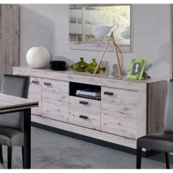 ALCOS Bahut 3 Portes 2 Tiroirs Marseille - Chêne - Chêne Clair 6 ALCOS Bahut 3 Portes 2 Tiroirs Marseille - Chêne - Chêne Clair -Buffet et enfilade Soldes 24303187 3