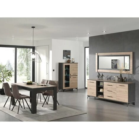 ALCOS Buffet 2 Portes 3 Tiroirs Lodz - Naturel Clair - Naturel Et Noir 3 ALCOS Buffet 2 Portes 3 Tiroirs Lodz - Naturel Clair - Naturel Et Noir – Image 3