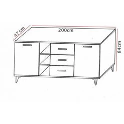 ALCOS Buffet 2 Portes 3 Tiroirs Lodz - Naturel Clair - Naturel Et Noir 7 ALCOS Buffet 2 Portes 3 Tiroirs Lodz - Naturel Clair - Naturel Et Noir -Buffet et enfilade Soldes 24303559 4