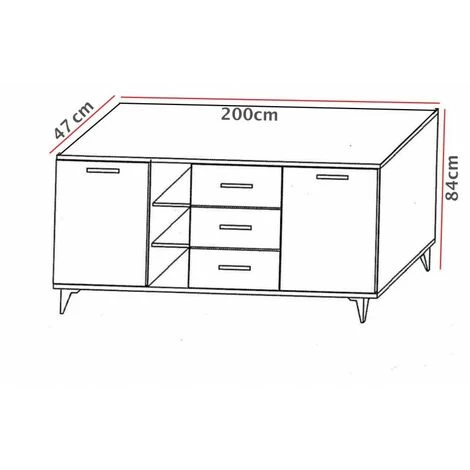 ALCOS Buffet 2 Portes 3 Tiroirs Lodz - Naturel Clair - Naturel Et Noir 4 ALCOS Buffet 2 Portes 3 Tiroirs Lodz - Naturel Clair - Naturel Et Noir – Image 4