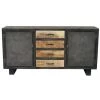 LE DéPôT BAILLEUL Buffet Métal Et Bois Jodhpur 2 Portes 4 Tiroirs - Gris - Acier Et Bois