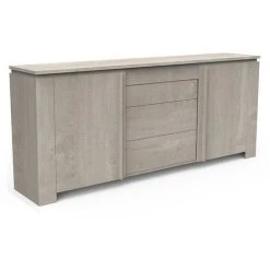 DEMEYERE Bahut 2 Portes Ouvrantes 3 Tiroirs Comtesse - Gris - Gris