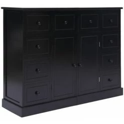 ASUPERMALL Buffet Avec 10 Tiroirs Noir 113 X 30 X 79 Cm Bois