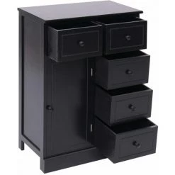 ASUPERMALL Buffet Avec 10 Tiroirs Noir 113 X 30 X 79 Cm Bois -Buffet et enfilade Soldes 24392503 5