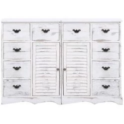 ASUPERMALL Buffet Avec 10 Tiroirs Blanc 113 X 30 X 79 Cm Bois -Buffet et enfilade Soldes 24392505 3