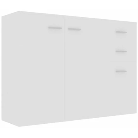 ASUPERMALL Buffet Blanc 105x30x75 Cm Agglomere 2 ASUPERMALL Buffet Blanc 105x30x75 Cm Agglomere – Image 2