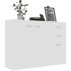 ASUPERMALL Buffet Blanc 105x30x75 Cm Agglomere 7 ASUPERMALL Buffet Blanc 105x30x75 Cm Agglomere -Buffet et enfilade Soldes 24392896 3