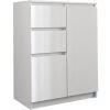 HUCOCO PARME - Commode Moderne Salon/chambre/bureau 97x70x40 - 2 Portes + 2 Tiroirs - Buffet Contemporain Séjour - Effet Gloss - Blanc