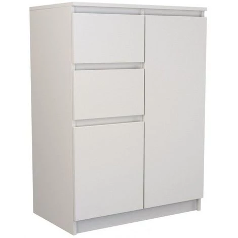 HUCOCO PARME - Commode Moderne Salon/chambre/bureau 97x70x40 - 2 Portes + 2 Tiroirs - Buffet Contemporain Séjour - Dressing - Blanc 1 HUCOCO PARME - Commode Moderne Salon/chambre/bureau 97x70x40 - 2 Portes + 2 Tiroirs - Buffet Contemporain Séjour - Dressing - Blanc