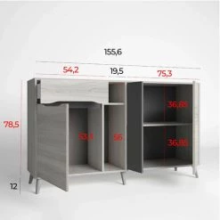 VENTEMEUBLESONLINE BUFFET SVANTE 3 PORTES ET 1 TI -Buffet et enfilade Soldes 24697720 4