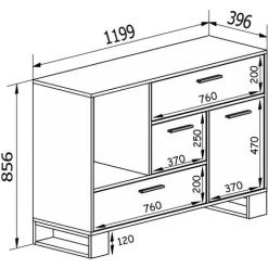 SKRAUT HOME Buffet De Salon/salle A Manger, Buffet Auxiliaire LOFT 1 Porte, 3 Tiroirs, Tous En Couleur Chene Rustique. Dimensions : 120x40x86cm. - BRUN -Buffet et enfilade Soldes 24700315 5