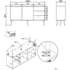 VENTEMEUBLESONLINE BUFFET DELTA -Buffet et enfilade Soldes 24990006 5