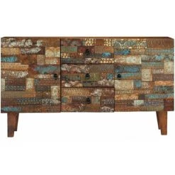 Hommoo Buffet Bois De Recuperation Solide 140 X 40 X 80 Cm HDV12598 -Buffet et enfilade Soldes 25069737 4