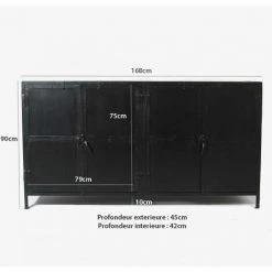 MADE IN MEUBLES Buffet En Métal Et Bois De Manguier Gabriel - Noir -Buffet et enfilade Soldes 25128823 3