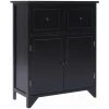 Hommoo Armoire Laterale Noir 60x30x75 Cm Bois De Paulownia HDV24646