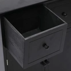 Hommoo Armoire Laterale Noir 60x30x75 Cm Bois De Paulownia HDV24646 7 Hommoo Armoire Laterale Noir 60x30x75 Cm Bois De Paulownia HDV24646 -Buffet et enfilade Soldes 25136355 3