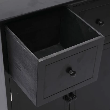 Hommoo Armoire Laterale Noir 60x30x75 Cm Bois De Paulownia HDV24646 3 Hommoo Armoire Laterale Noir 60x30x75 Cm Bois De Paulownia HDV24646 – Image 3