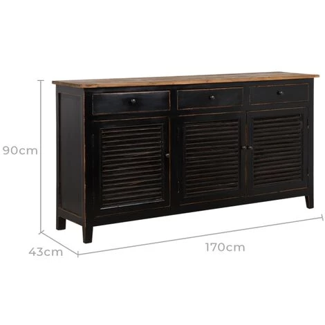 RENDEZ VOUS DéCO Buffet Casa En Bois Recyclé Effet Vieilli - Noir 2 RENDEZ VOUS DéCO Buffet Casa En Bois Recyclé Effet Vieilli - Noir – Image 2