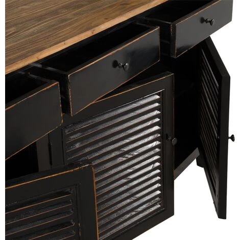 RENDEZ VOUS DéCO Buffet Casa En Bois Recyclé Effet Vieilli - Noir 3 RENDEZ VOUS DéCO Buffet Casa En Bois Recyclé Effet Vieilli - Noir – Image 3