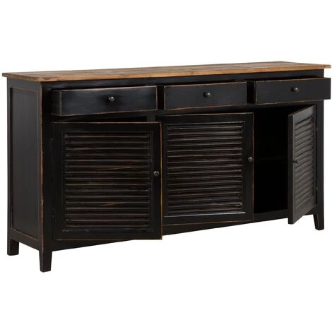 RENDEZ VOUS DéCO Buffet Casa En Bois Recyclé Effet Vieilli - Noir 4 RENDEZ VOUS DéCO Buffet Casa En Bois Recyclé Effet Vieilli - Noir – Image 4