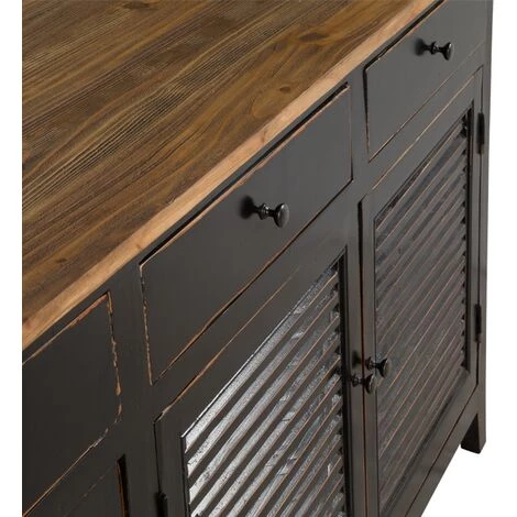 RENDEZ VOUS DéCO Buffet Casa En Bois Recyclé Effet Vieilli - Noir 5 RENDEZ VOUS DéCO Buffet Casa En Bois Recyclé Effet Vieilli - Noir – Image 5