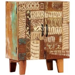 ASUPERMALL Buffet Sculpte A La Main 60x30x75cm Bois De Recuperation Massif 7 ASUPERMALL Buffet Sculpte A La Main 60x30x75cm Bois De Recuperation Massif -Buffet et enfilade Soldes 25230082 3