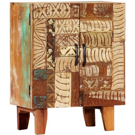 ASUPERMALL Buffet Sculpte A La Main 60x30x75cm Bois De Recuperation Massif 3 ASUPERMALL Buffet Sculpte A La Main 60x30x75cm Bois De Recuperation Massif – Image 3