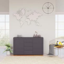 ASUPERMALL Buffet Gris Brillant 120x36x69 Cm Agglomere