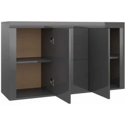 ASUPERMALL Buffet Gris Brillant 120x36x69 Cm Agglomere -Buffet et enfilade Soldes 25233246 5