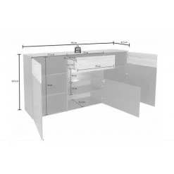 MEUBLETMOI Buffet 3 Portes 3 Tiroirs 195 Cm - MARBELLA - Gris Anthracite -Buffet et enfilade Soldes 25372700 5