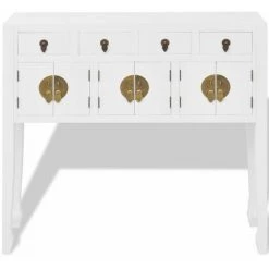 Hommoo Buffet En Style Chinois En Bois Massif Blanc HDV09356 -Buffet et enfilade Soldes 25379178 4