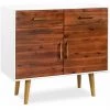Hommoo Buffet Bois D'acacia Massif 90 X 33,5 X 83 Cm HDV11690