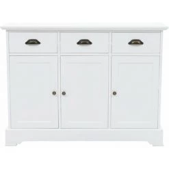 Hommoo Buffet Avec 3 Portes MDF Et Bois De Pin 105 X 35 X 77,5 Cm HDV11703 -Buffet et enfilade Soldes 25379297 4