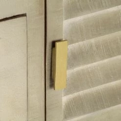 Hommoo Armoire A Tiroirs Bois De Manguier Gris Avec Laiton 140x40x80cm HDV12609 -Buffet et enfilade Soldes 25379384 5