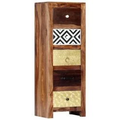 Hommoo Armoire Laterale 40 X 30 X 110 Cm Bois De Sesham Solide HDV13585