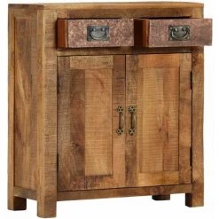 Hommoo Buffet 65 X 30 X 75 Cm Bois De Manguier Massif Brut HDV13587 -Buffet et enfilade Soldes 25379510 5