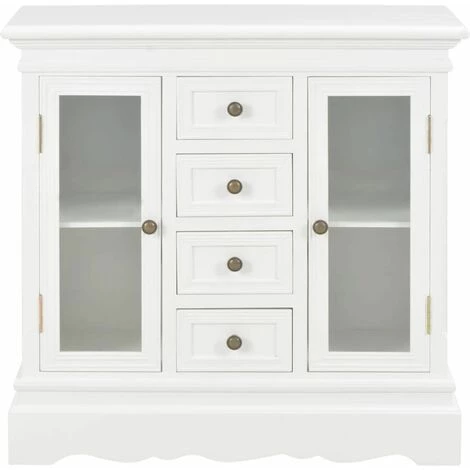 Hommoo Buffet Blanc 70 X 28 X 70 Cm Bois De Pin Massif HDV22180 3 Hommoo Buffet Blanc 70 X 28 X 70 Cm Bois De Pin Massif HDV22180 – Image 3