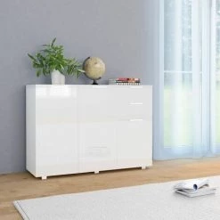 Hommoo Buffet Blanc Brillant 107 X 35 X 76 Cm HDV24409