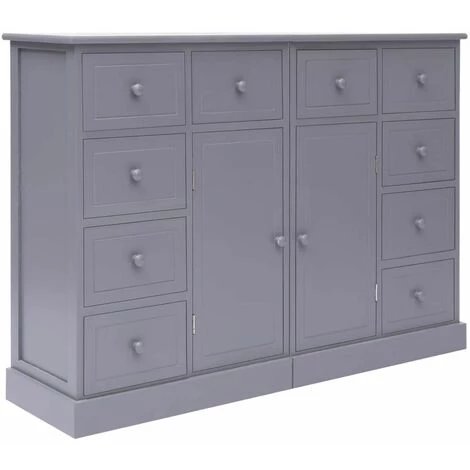 Hommoo Buffet Avec 10 Tiroirs Gris 113 X 30 X 79 Cm Bois HDV24717 1 Hommoo Buffet Avec 10 Tiroirs Gris 113 X 30 X 79 Cm Bois HDV24717