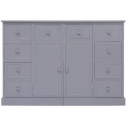 Hommoo Buffet Avec 10 Tiroirs Gris 113 X 30 X 79 Cm Bois HDV24717 8 Hommoo Buffet Avec 10 Tiroirs Gris 113 X 30 X 79 Cm Bois HDV24717 -Buffet et enfilade Soldes 25379790 4